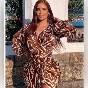 FASHION NOVA ANIMAL PRINT MINI DRESS. SIZE M